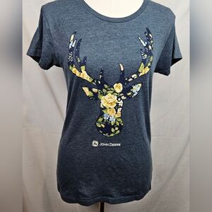 John Deere Womens Floral Deer Logo Med Outdoors Hunting
